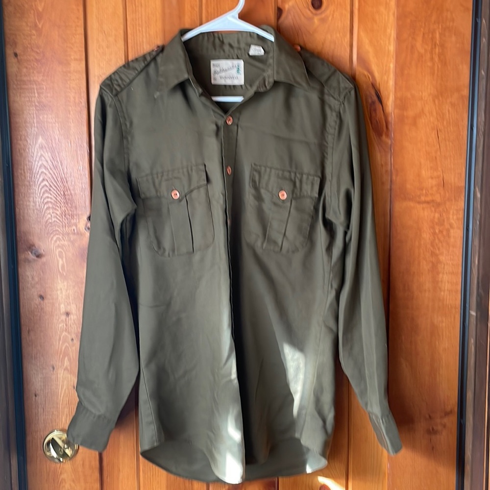 Fieldmaster Button UP 70s Vintage Size S Green